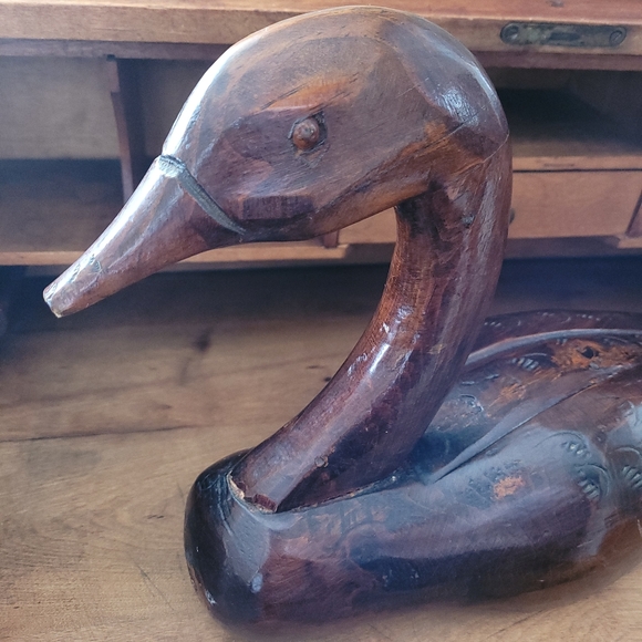 Rustic Cabin Wooden Duck Carved Bird Cabincore Shelf Decor Made in Canada - Picture 4 of 13